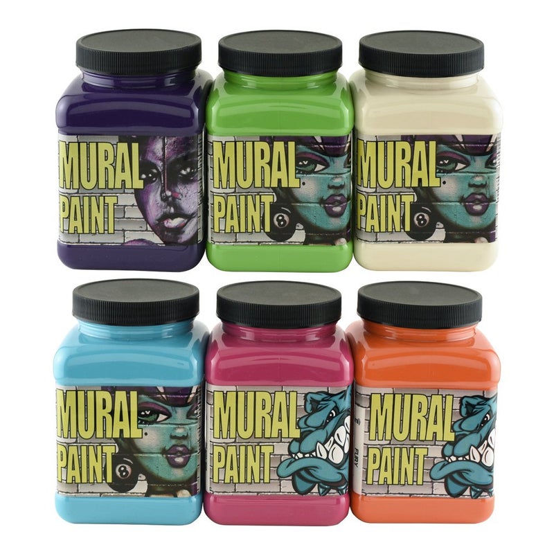 Chroma Mural Paint, Assorted Bright Colors, Pints, Set of 6 - Image 1